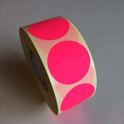 Klika -  Etiket 50 mm rond fluor roze 1000 rol 14 stuks
