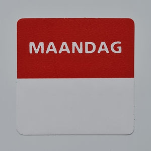 Klika -  Etiket maandag wit/rood 25x25mm 500 stuk