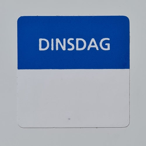 Klika - Etiket dinsdag wit/blauw 25x25mm 500 stu