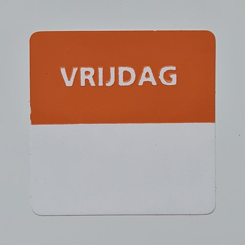 Klika - Etiket vrijdag wit/oranje 25x25mm 500 st20 stuks