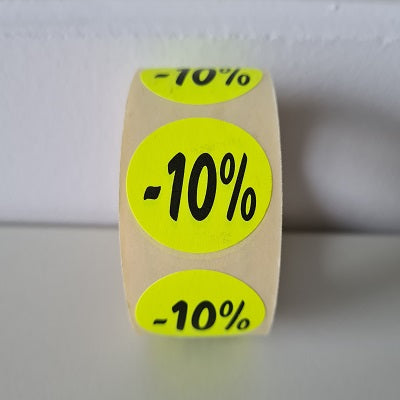 Klika - Etiket fluor geel 27mm -10% 500/rol30 stuks