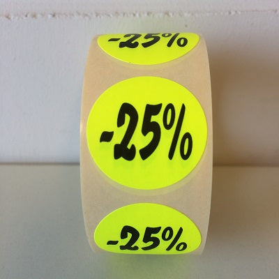 Klika - Etiquette jaune fluo 27mm -25% 500/rouleau