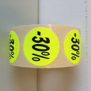 Klika - Etichetta giallo fluo 35mm sconto 30% 1000 20 pezzi