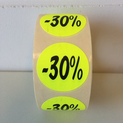 Klika - Etiquette jaune fluo 27mm -30% 500/rouleau