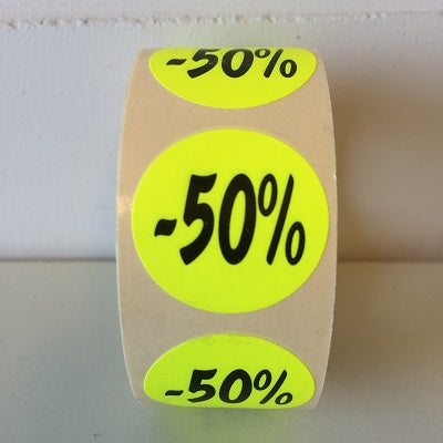 Klika - Etichetta giallo fluorescente 27mm -50% 500/rotolo 30 pezzi