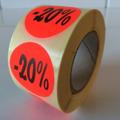 Klika - Fluorrotes Etikett 35 mm 20 % Rabatt 500/R 30 Stück