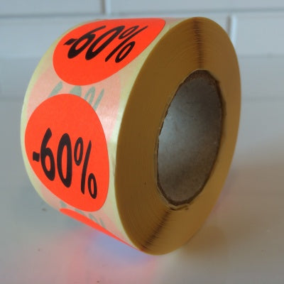 Klika - Fluorrotes Etikett 35 mm 60 % Rabatt 500/R 30 Stück