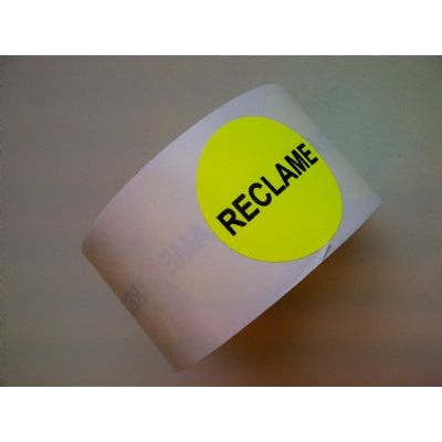 Klika - Etiket fluor geel 35mm Reclame 500rol