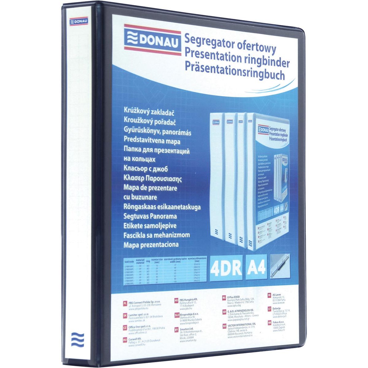 DONAU -   personaliseerbare ringmap, PP, ft A4, 4 D-ringen van 20 mm, zwart