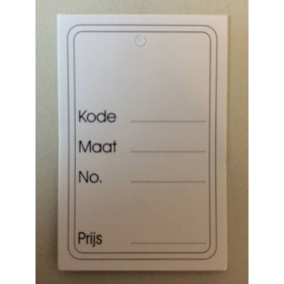 Klika -  Hangetiket 40x60mm bedrukt los geen perf 9 stuks