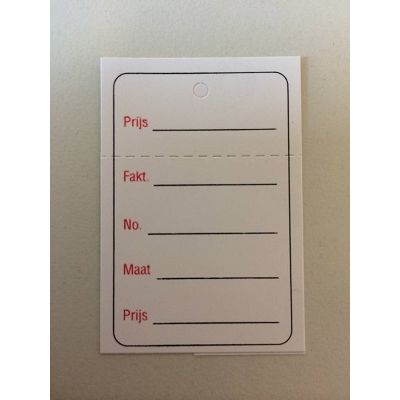 Klika -  Hangetiket 40x60 mm bedrukt zwart + rood