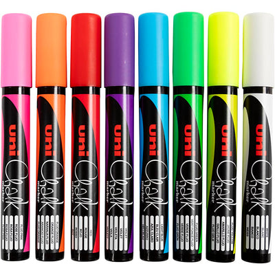 Uni-ball -  krijtmarker, ronde punt 1,8 2,5 mm, etui van 8 stuks, assorti