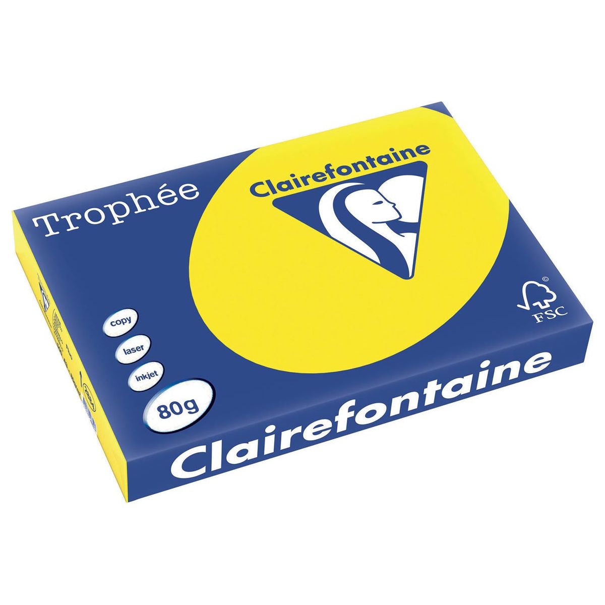 Clairefontaine - Trophée Tel, farbiges Papier, A3, 80 g, 500 Blätter, fluogeale