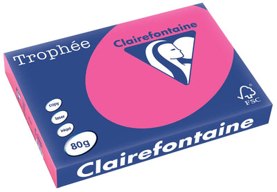 Clairefontaine -  Trophée tel, gekleurd papier, A3, 80 g, 500 vel, fluo roze