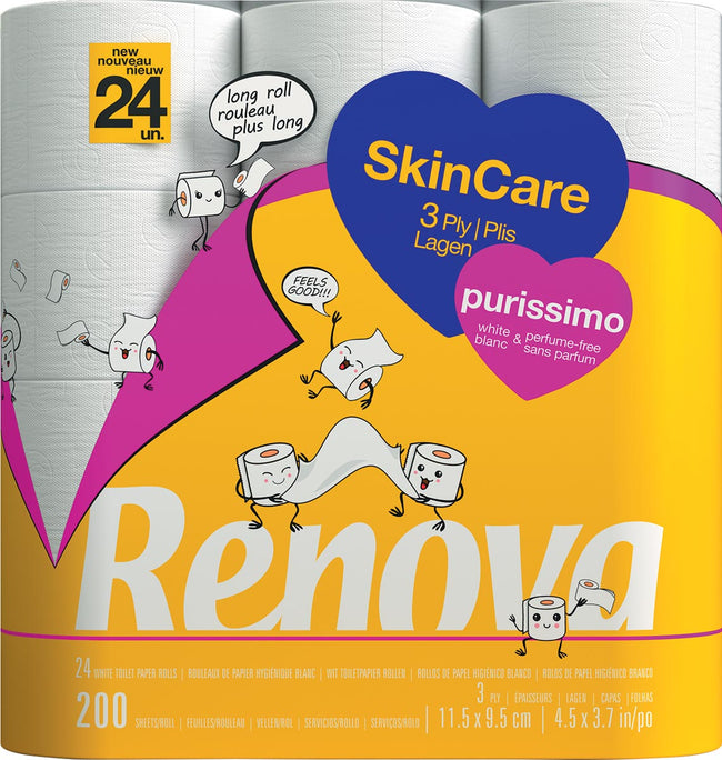 Renova -   Purissimo toiletpapier, 3-laags, 200 vellen, pak van 24 rollen