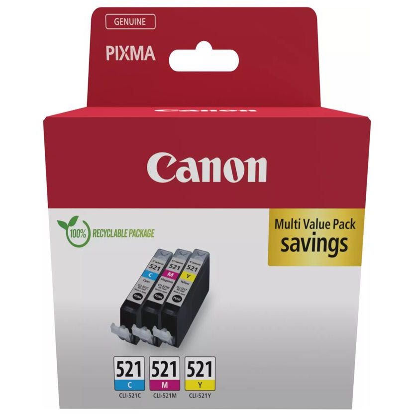 Canon - cartucho de tinta CLI-521, 446 páginas, OEM 2934B016, 3 colores