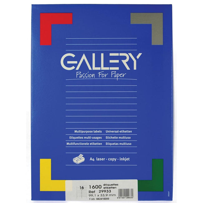 Galleria - etichette bianche ft 99,1 x 33,9 mm (l x a), angoli arrotondati, scatola da 1.600 etichette