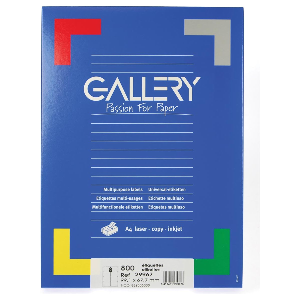 Gallery - Gallery witte etiketten ft 99,1 x 67,7 mm (b x h), ronde hoeken, doos van 800 etiketten