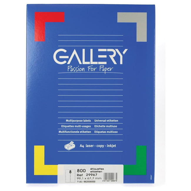 Gallery - Gallery witte etiketten ft 99,1 x 67,7 mm (b x h), ronde hoeken, doos van 800 etiketten