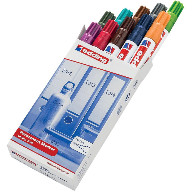Edding - Permanent marker 3000, box with 10 pieces in assorted colors