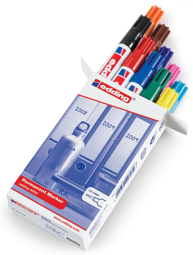 Edding - Felt-tip pen 3000 round 1.5-3mm assorted box of 10 pieces