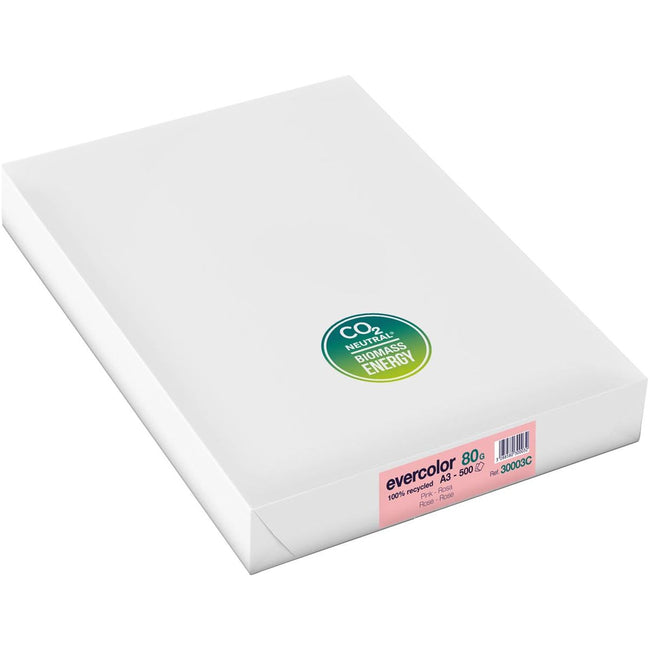 Clairefontaine - Evercolor gekleurd gerecycleerd papier, A3, 80 g, 500 vel, roze