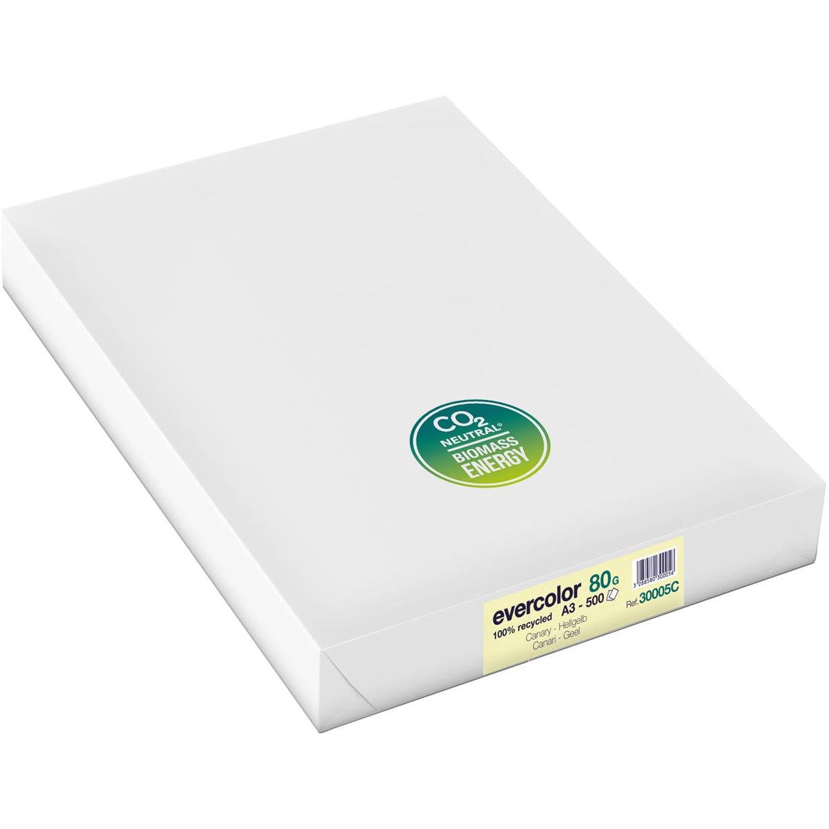 Clairefontaine - Evercolor gekleurd gerecycleerd papier, A3, 80 g, 500 vel, geel