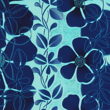 Klika - Cadeaupapier - Geschenkpapier - Big blue flowers with zilver 70 cm