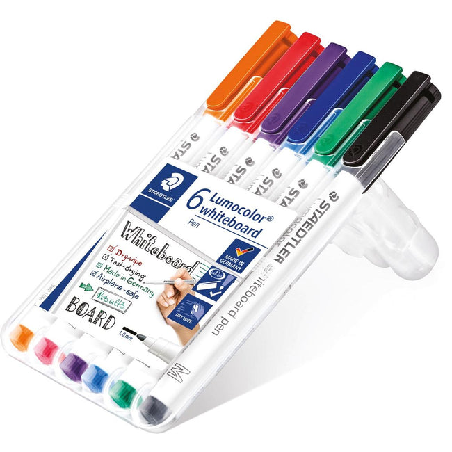 Staedtler - bolígrafo de pizarra Lumocolor Pen, caja de configuración con 6 piezas en colores surtidos