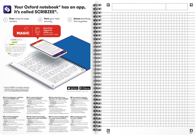 Oxford -  Essentials spiraalschrift, 180 bladzijden, ft 17,6 × 25 cm (B5), 90 vel, geruit 5 mm, geass (afbeelding 2)