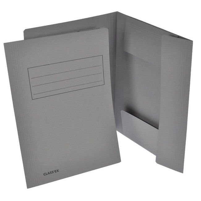 Classex - Chemise classeur Class'ex, 3 rabats, gris