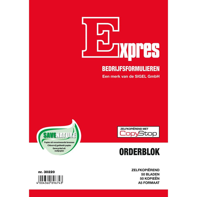 Sigel -   orderblok, ft A5, Nederlandstalig, dupli (50 x 2 vel)
