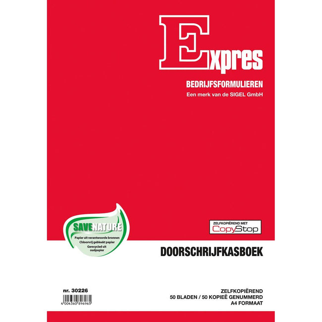 Sigel -   kasboek, ft A4, Nederlandstalig, dupli (50 x 2 vel)