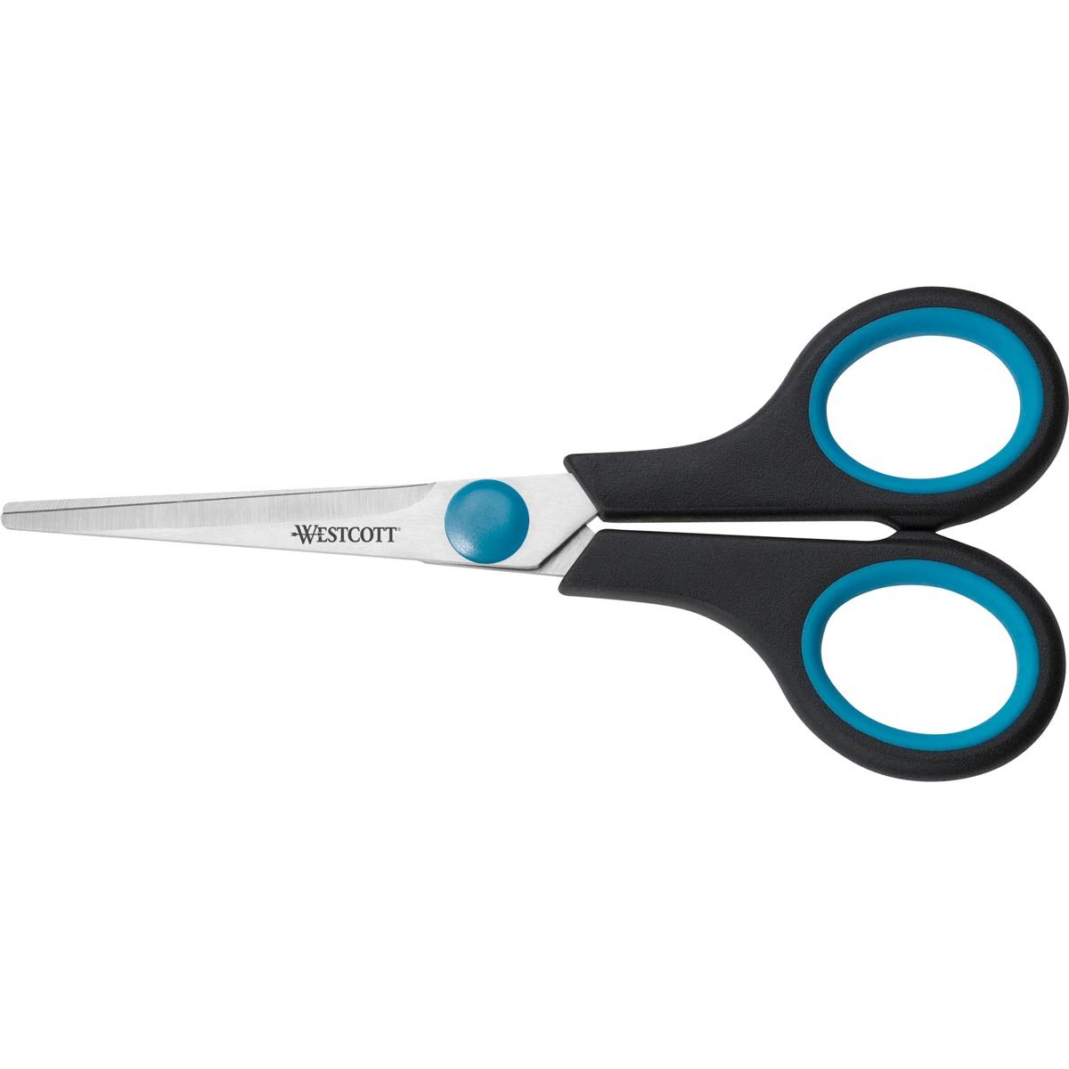 Westcott -  schaar Easygrip, ft 14 cm, rechts en links, scherpe punt, RVS, blauw/zwart, blister van 1 stuk