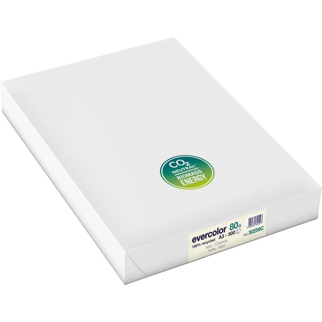 Clairefontaine - Papel reciclado de colores Evercolor, A3, 80 g, 500 hojas, marfil