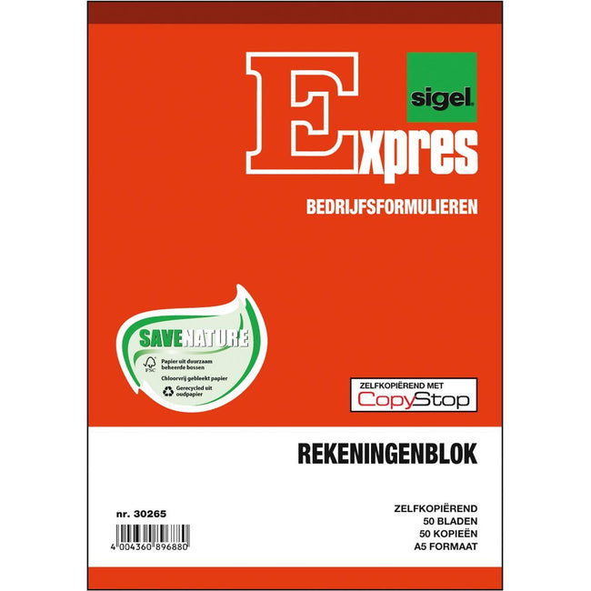 Sigel -   rekeningblokken, ft A5, Nederlands, dupli (50 x 2 vel)