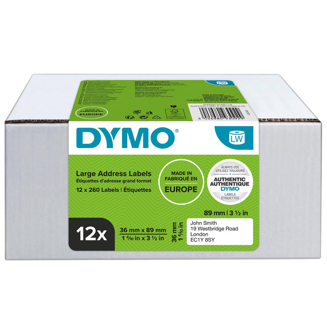 Dymo -  Etiket  labelwriter adressering 36x89 12st wit