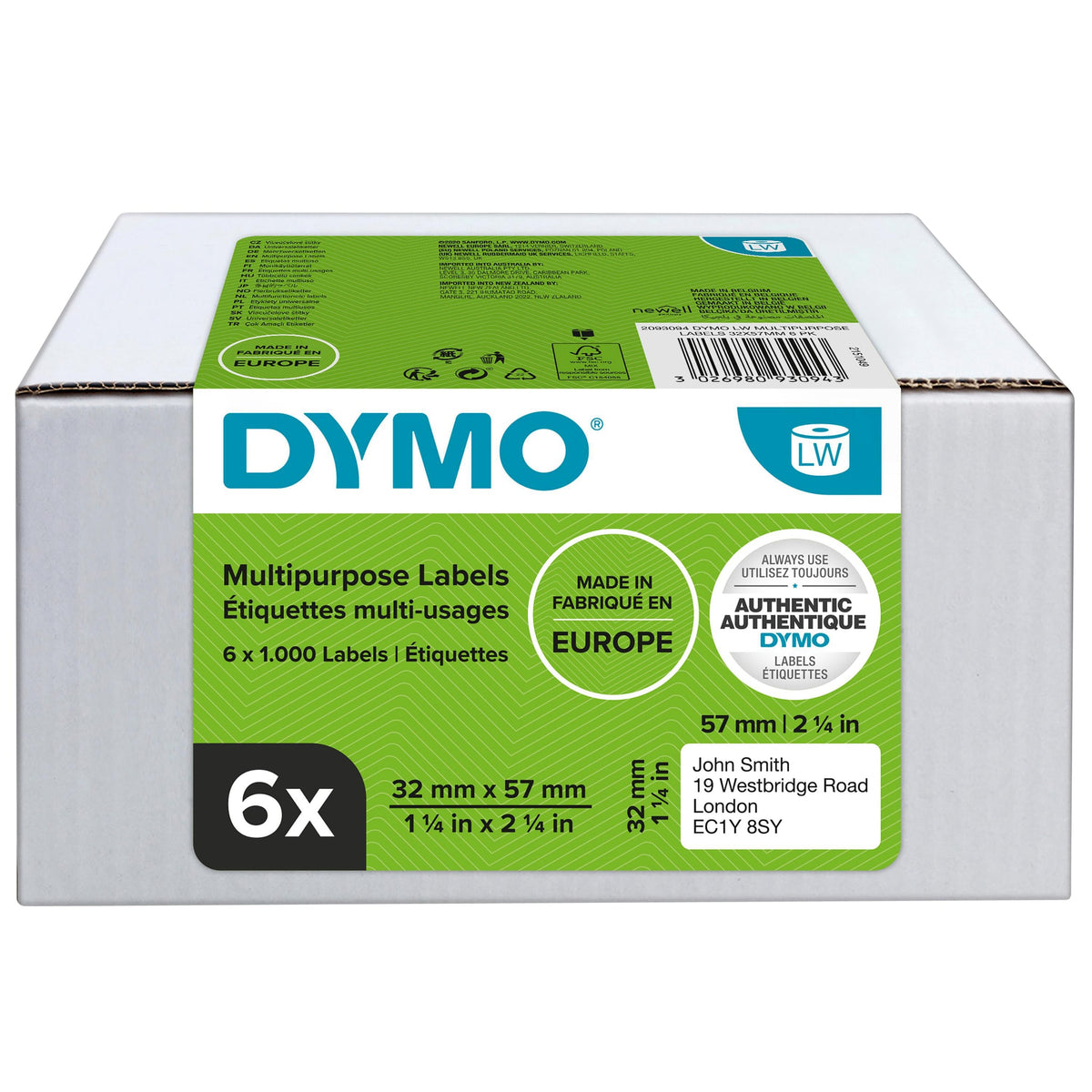 Dymo -  Etiket  labelwriter multif 32x57 6st wit