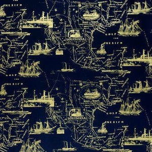 Klika - Geschenkpapier Geschenkpapier Goldene Seekarte auf mattem Marineblau 30 cm