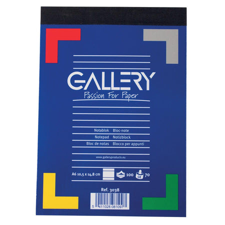 Gallery - blocco note, formato A6, a righe, blocco da 100 fogli