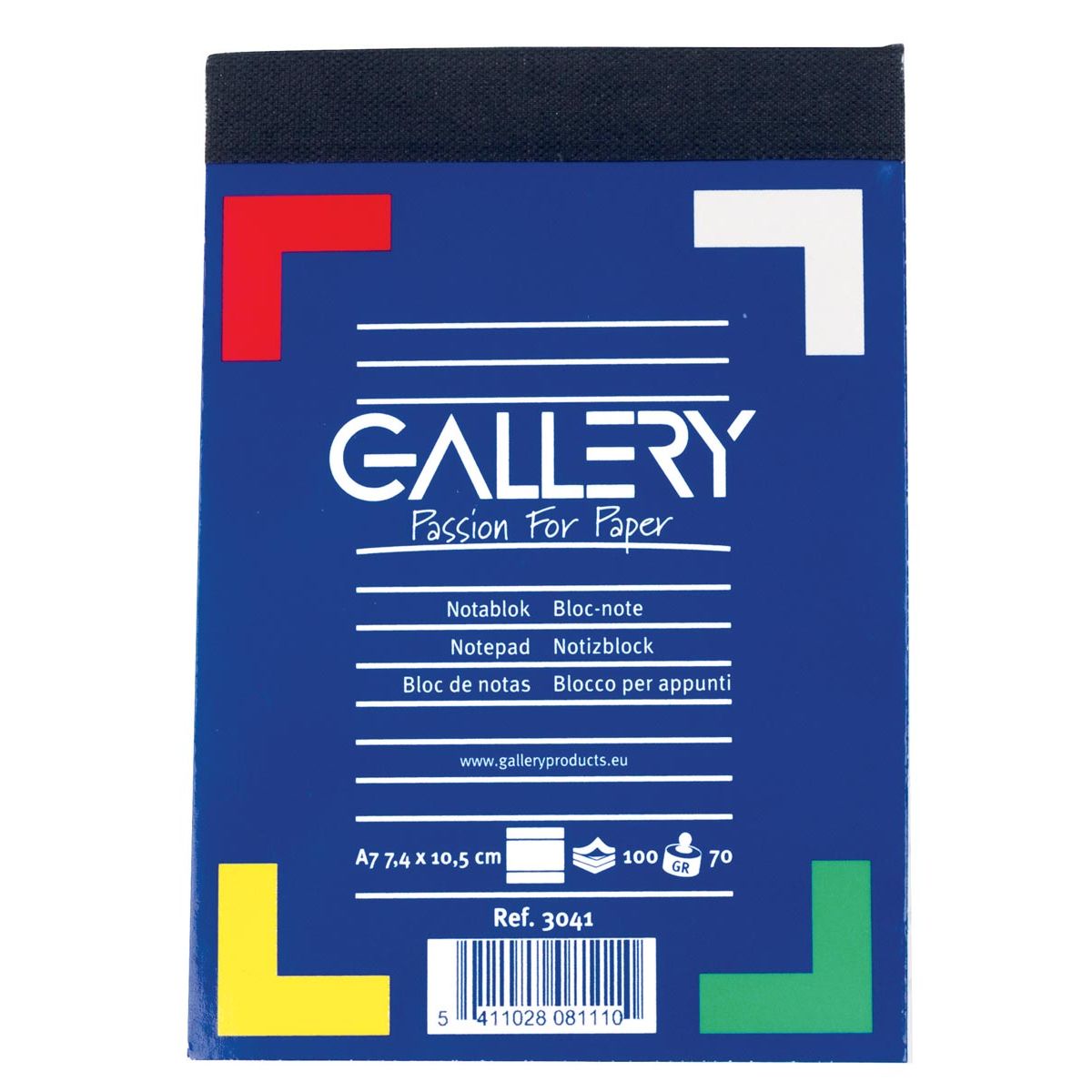 Gallery - blocco note, formato A7, a righe, blocco da 100 fogli