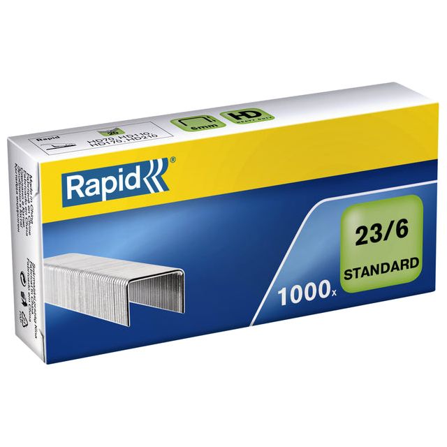 Rapid - Staples 23/6 GalV Standard 1000st | Box A 1000 Piece | 10 morceaux