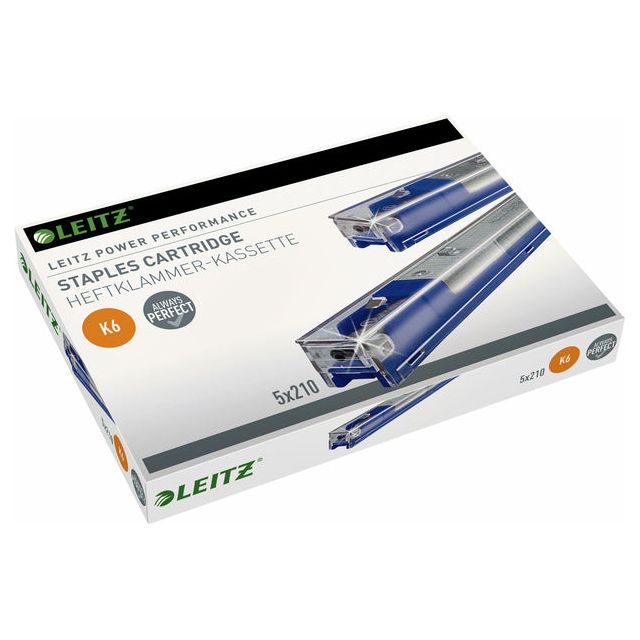 Leitz - Power Performance K6 cartridge, 6mm pootlengte, 210 nietjes per cartridge