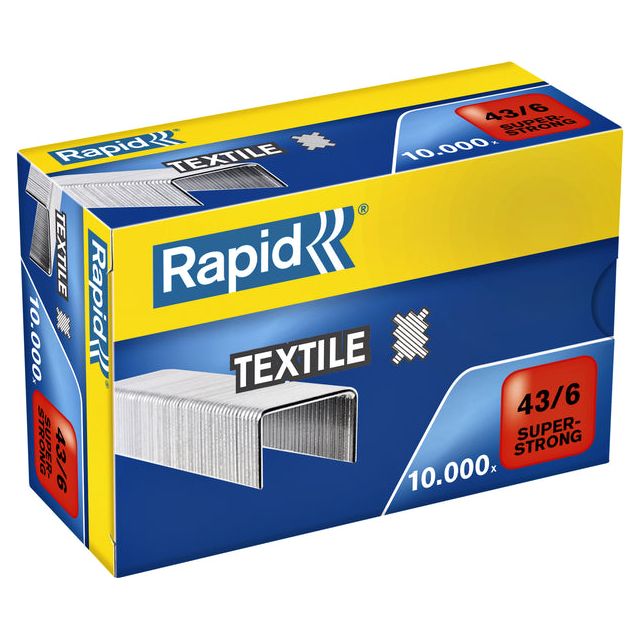 Rapid - Staples 43/6 Textiel Super Strong 10 000st | Boîte d'une pièce de 10000