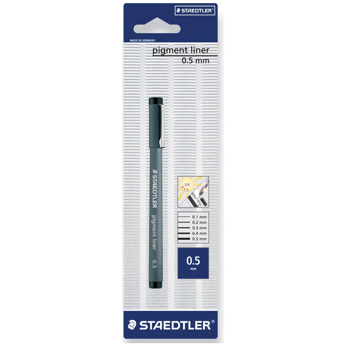 Staedtler - pigment liner fineliner, ronde punt, schrijfbreedte 0,5 mm, op blister, zwart