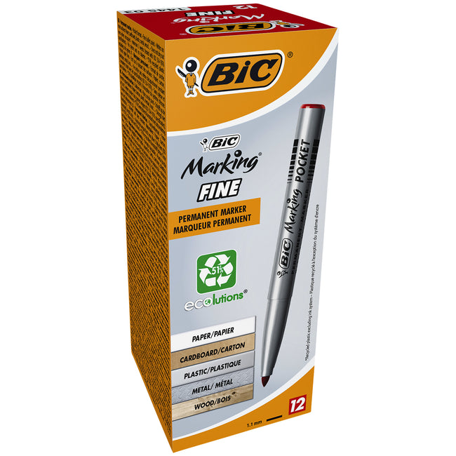 BIC -  Viltstift  1445 ecolutions rond f rood | 12 stuks