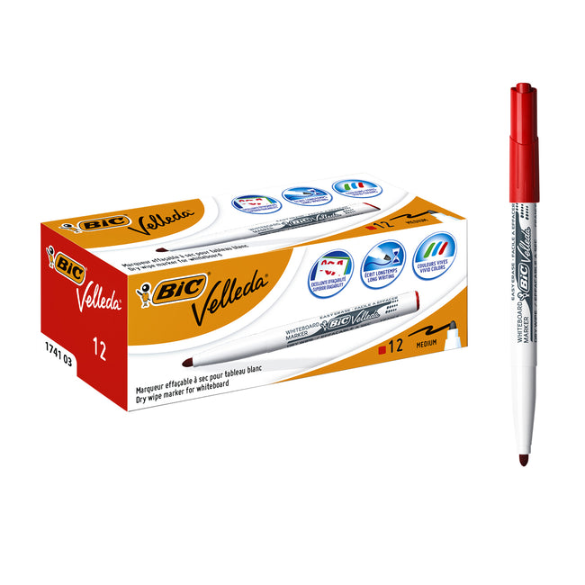 BIC -  Whiteboardmarker  1741 rond m rood | 12 stuks