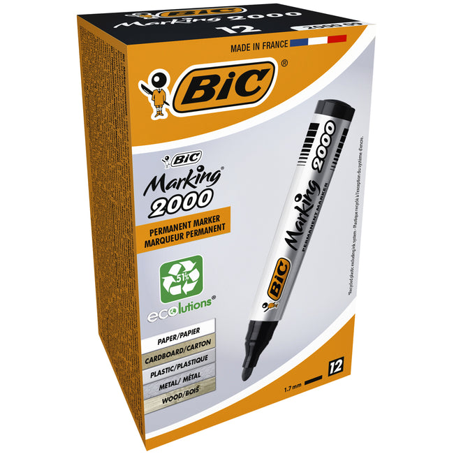 BIC -  Viltstift  2000 ecolutions rond l zwart | 12 stuks