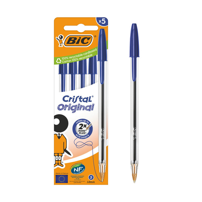 BIC -  Balpen  cristal m 5st blauw