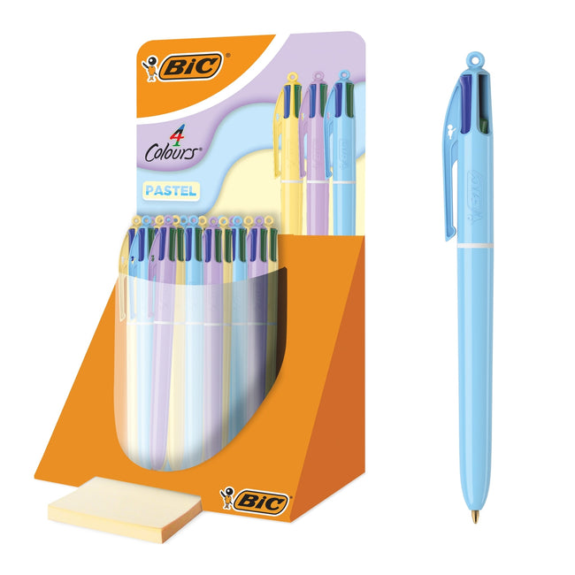 BIC -  4-kleuren balpen  pastel ass display à 30 stuks